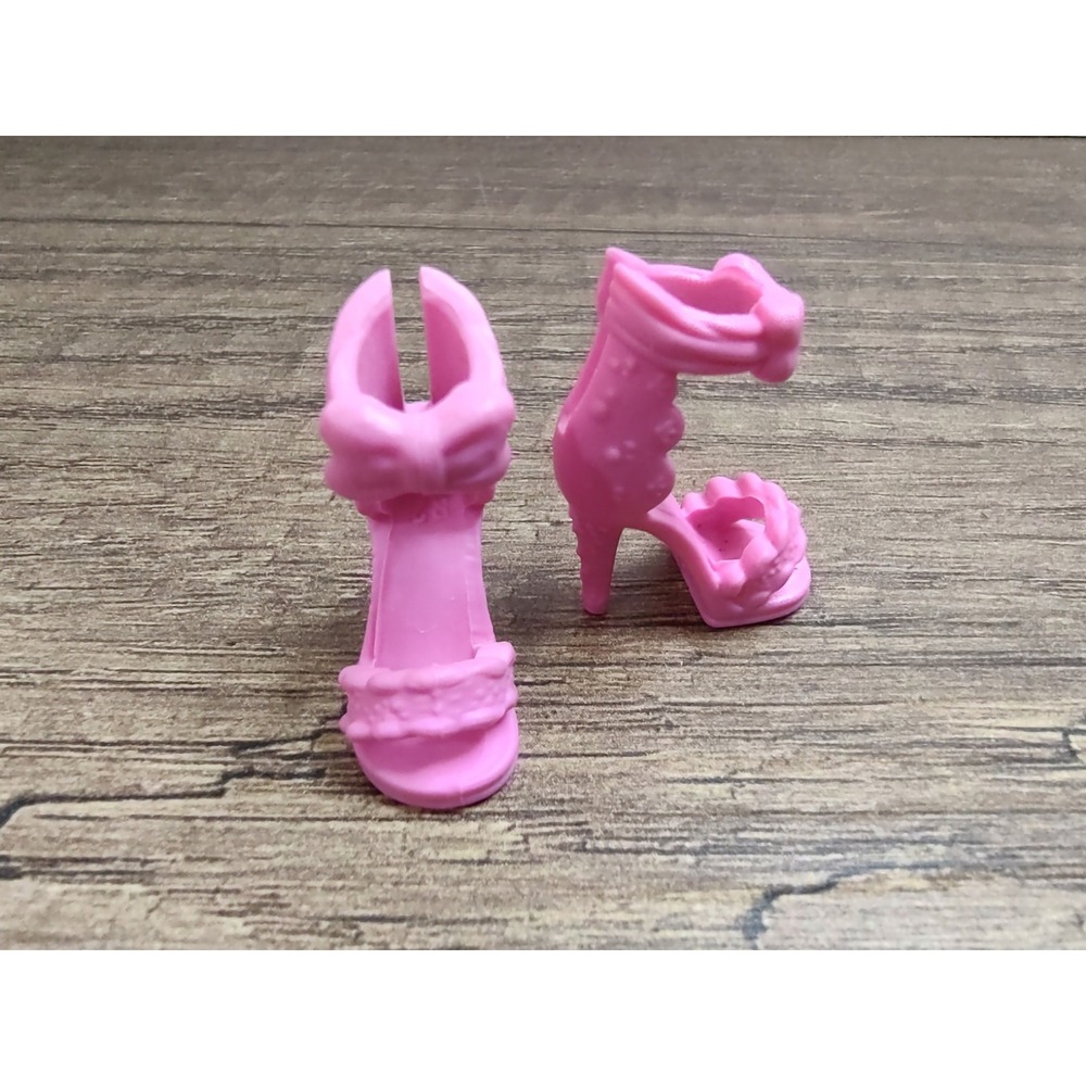 Barbie Mattel Doll Pink Shoes Ankle Strap High Heel Bow Accent Accessories Z26
